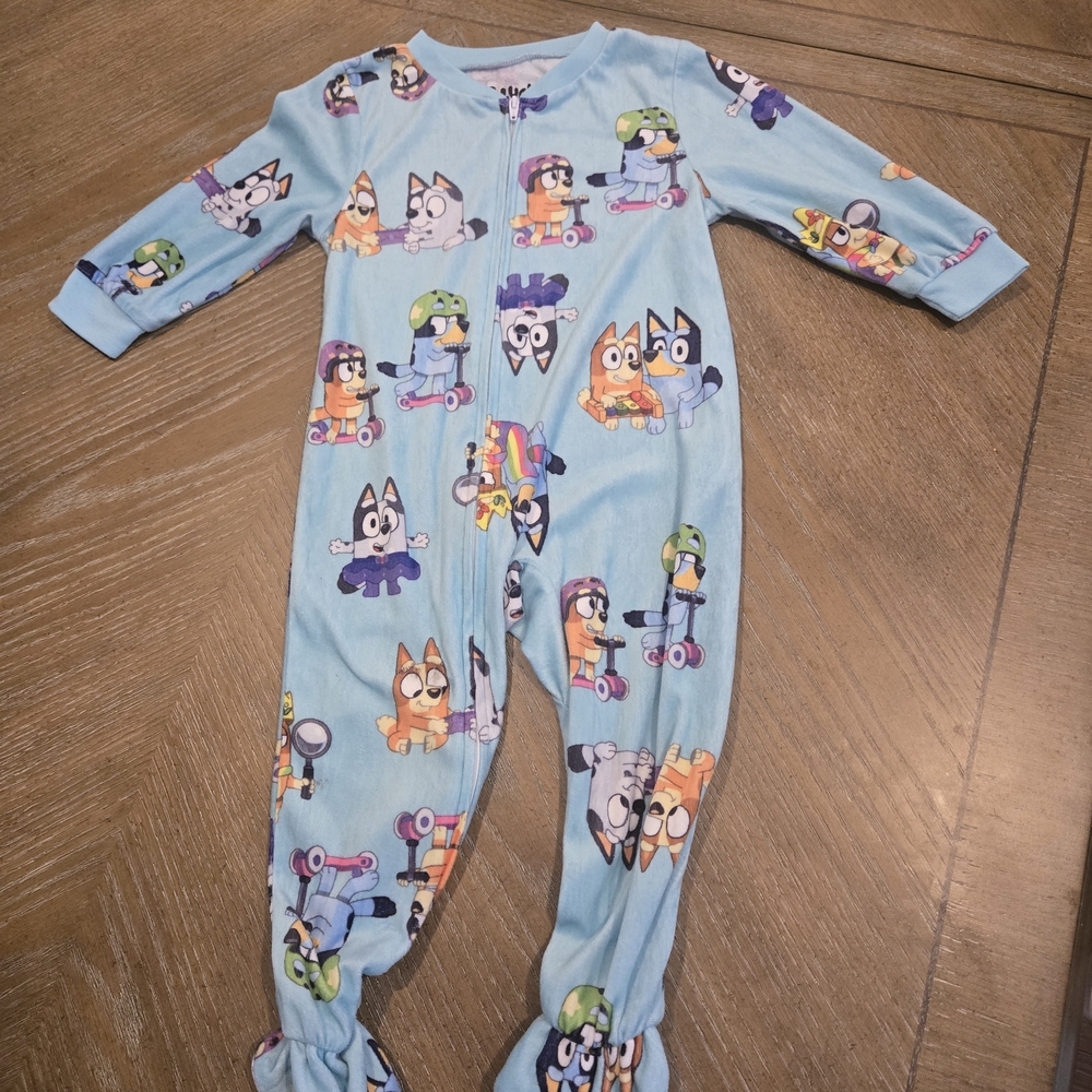 Cartoon Character Kids Pajama Footies - Blue